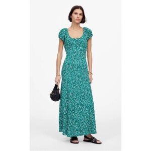 Madewell Green Floral Midi Dress